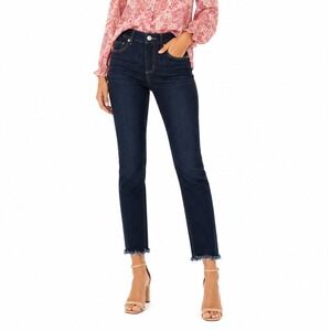 LOFT Modern Skinny Jeans Women 24 Dark Wash Raw Hem Stretch Classic Casual